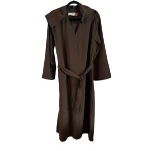 Zara SRPLS Women’s Military Brown Dress Belted Button Details V Neck Size Small